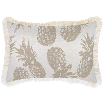 Cushion Cover-Coastal Fringe-Pineapples Beige-35cm x 50cm-0