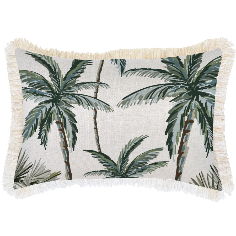 Cushion Cover-Coastal Fringe-Palm Tree Paradise Natural-35cm x 50cm-0