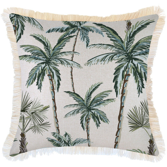 Cushion Cover-Coastal Fringe-Palm Tree Paradise Natural-60cm x 60cm-0