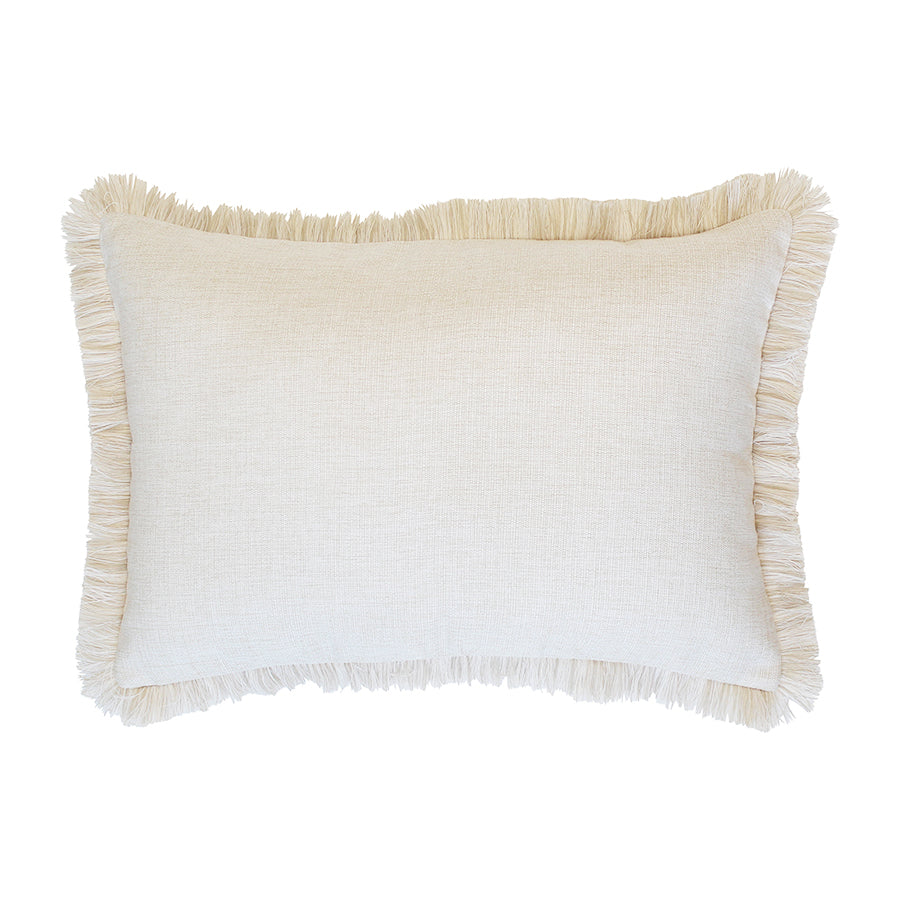 Cushion Cover-Coastal Fringe-Solid Natural-35cm x 50cm-0