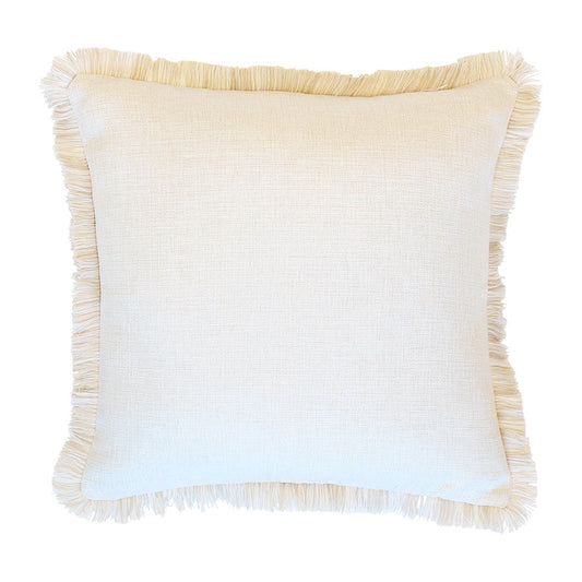 Cushion Cover-Coastal Fringe-Solid Natural-45cm x 45cm-0