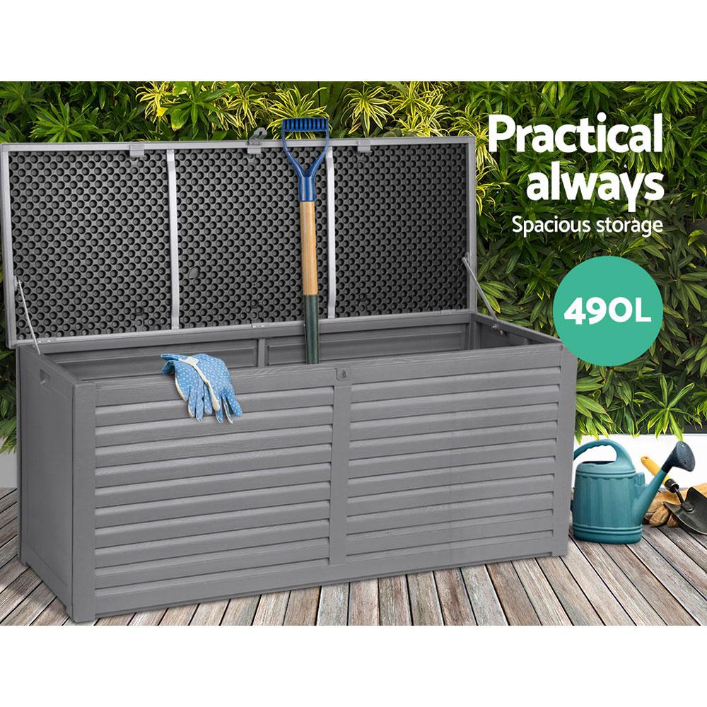 Outdoor Storage Box 490L Bench Seat Indoor Garden Toy Tool Sheds Chest-3