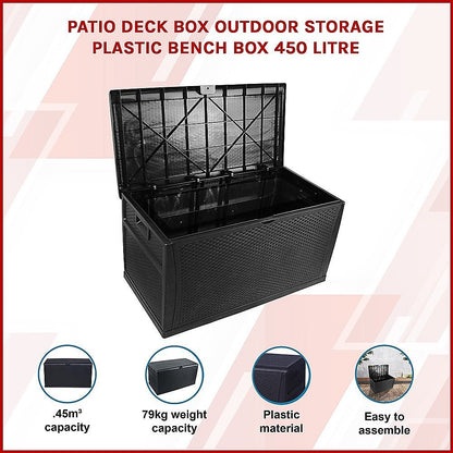 Patio Deck Box Outdoor Storage Plastic Bench Box 450 Litre-2