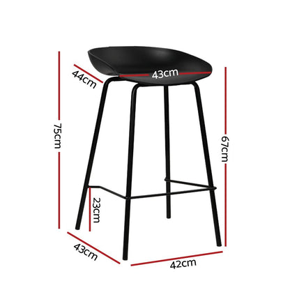 Set of 4 Metal Bar Stools - Black-1