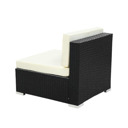 2 Piece Wicker Outdoor Lounge Extender - Beige-3