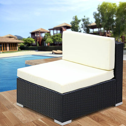 2 Piece Wicker Outdoor Lounge Extender - Beige-0