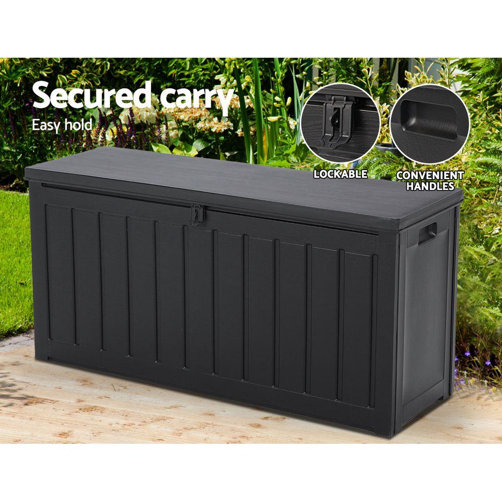 240L Outdoor Storage Box Lockable Bench Seat Garden Deck Toy Tool Sheds-5