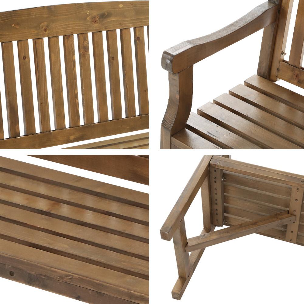 Wooden Garden Bench Chair Natural Outdoor Furniture Decor Patio Deck 3 Seater-5