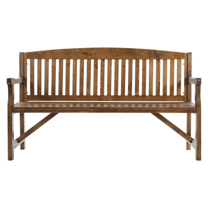 Wooden Garden Bench Chair Natural Outdoor Furniture Decor Patio Deck 3 Seater-3