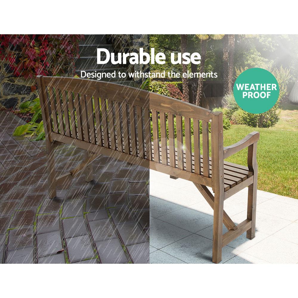 Wooden Garden Bench Chair Natural Outdoor Furniture Decor Patio Deck 3 Seater-8