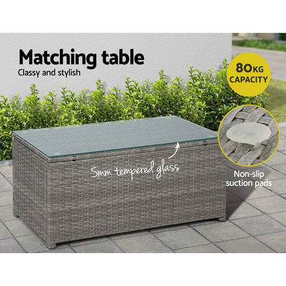 4 Seat Coorong Wicker Lounge Set with Matching Table - Grey-7