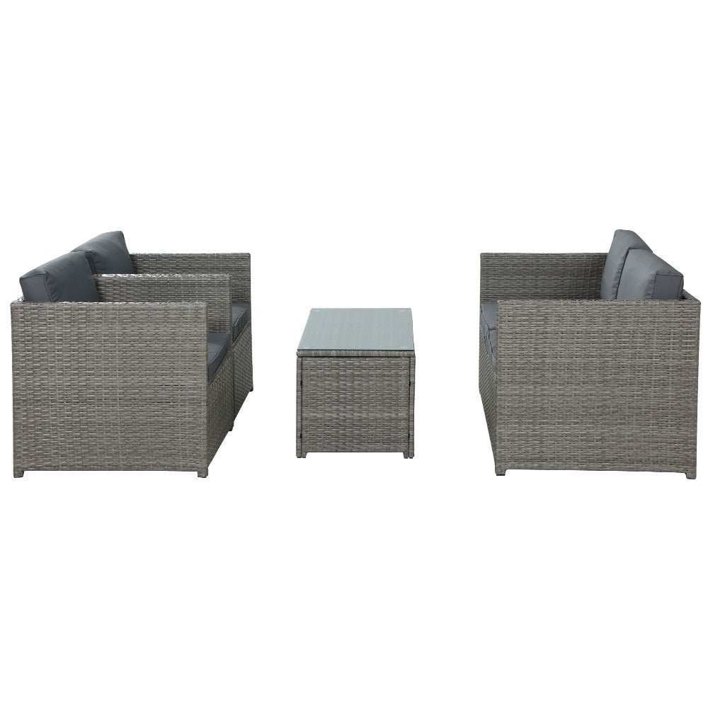 4 Seat Coorong Wicker Lounge Set with Matching Table - Grey-4