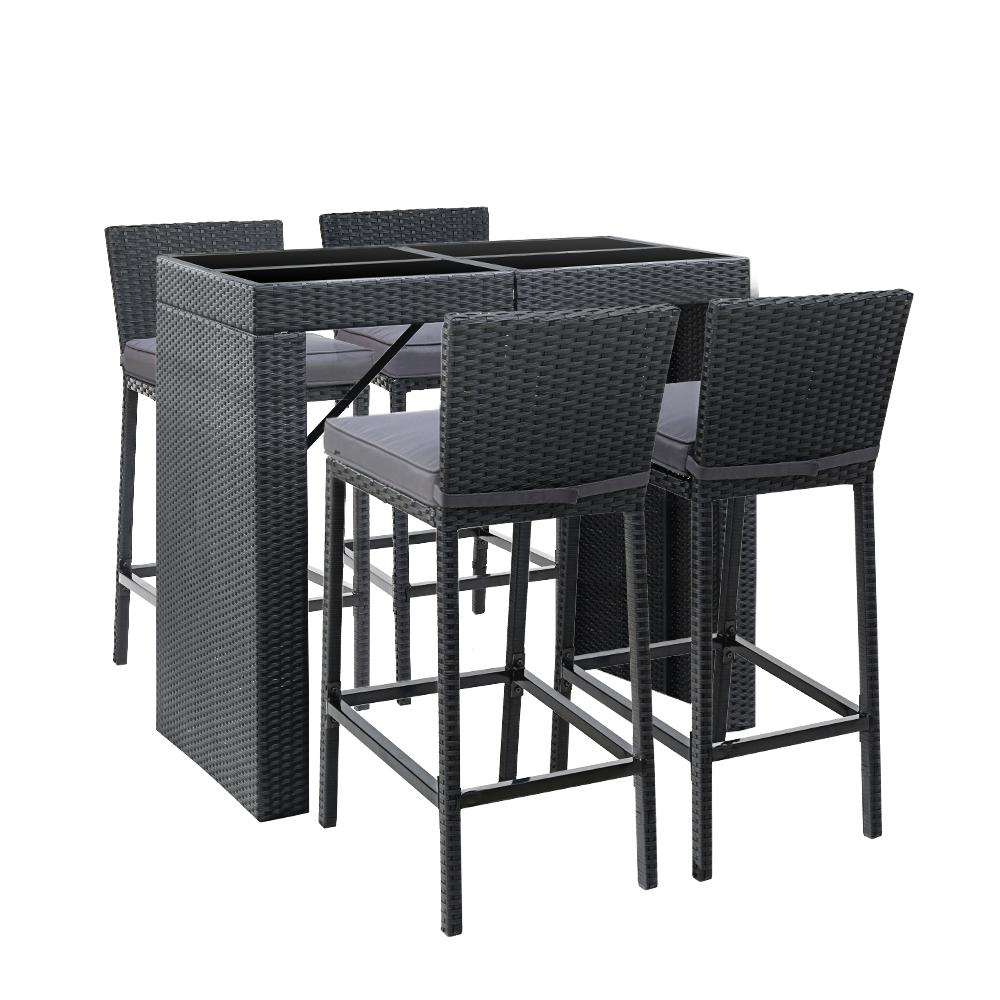 4 Seater Outdoor Rattan Bar Table Set-1