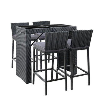 4 Seater Outdoor Rattan Bar Table Set-1