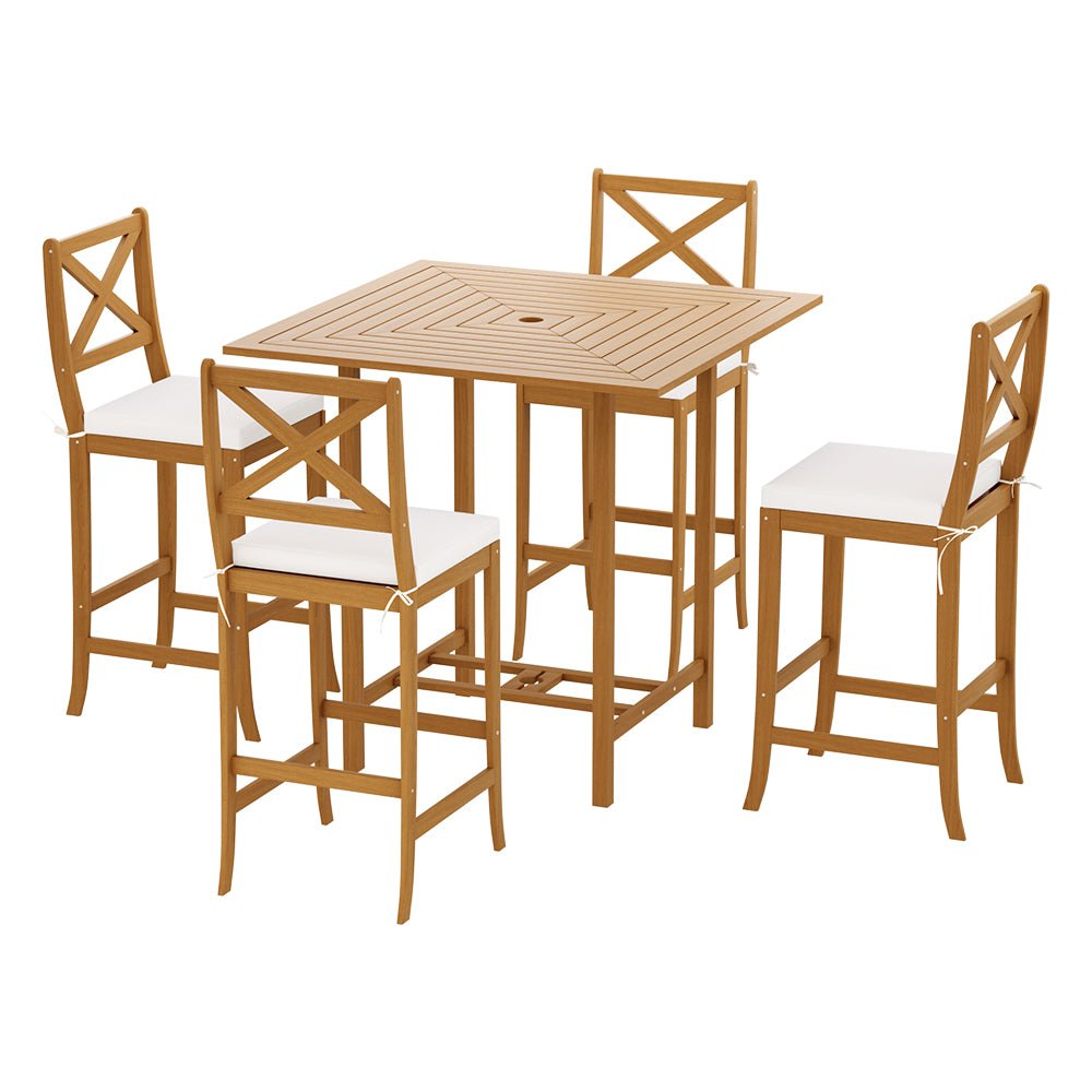 5 Piece Acacia Wood Outdoor Bar Set-1