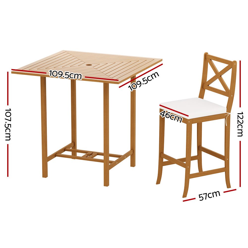 5 Piece Acacia Wood Outdoor Bar Set-2