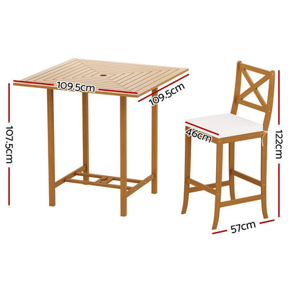 5 Piece Acacia Wood Outdoor Bar Set-2