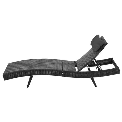 Outdoor Wicker Sun Lounge - Black-4