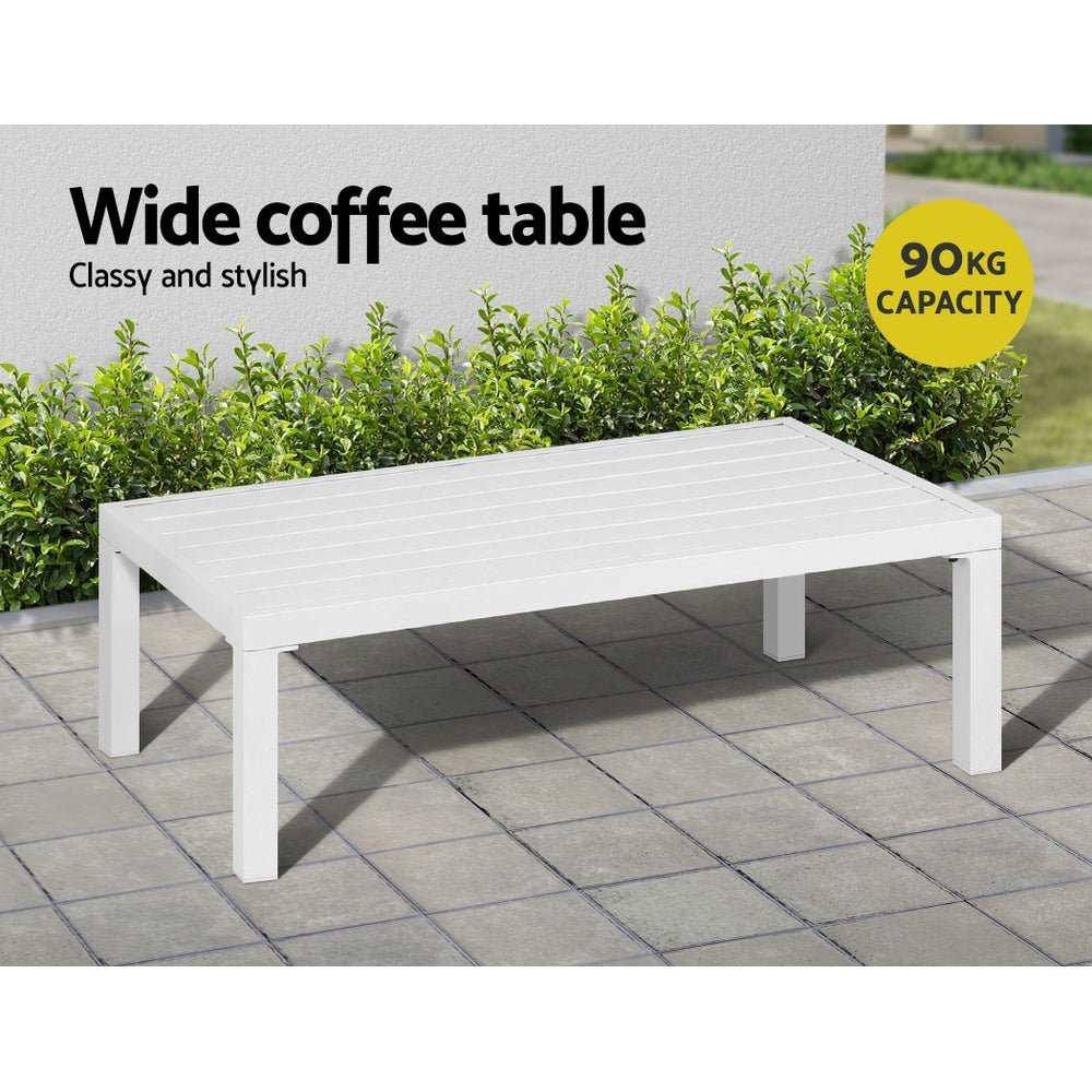 Airlie 4 Seat Aluminium Outdoor Sofa and Table Set White-6