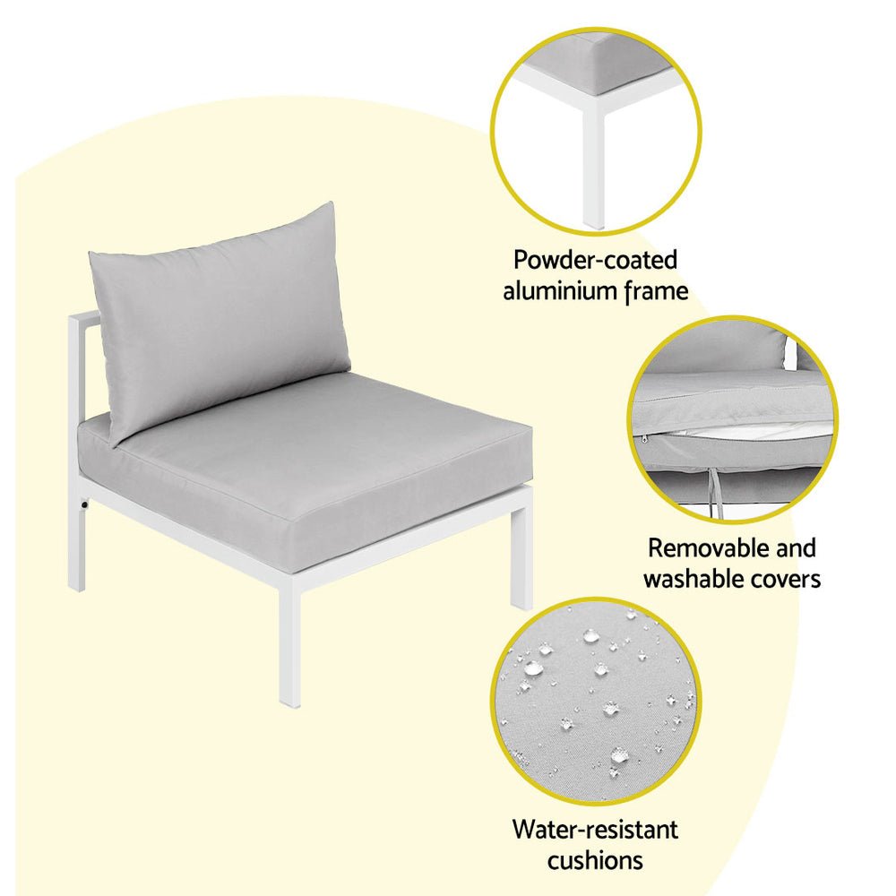 Airlie 4 Seat Aluminium Outdoor Sofa and Table Set White-3