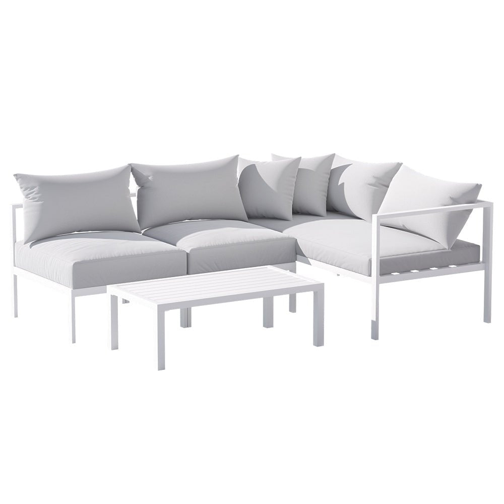 Airlie 4 Seat Aluminium Outdoor Sofa and Table Set White-1