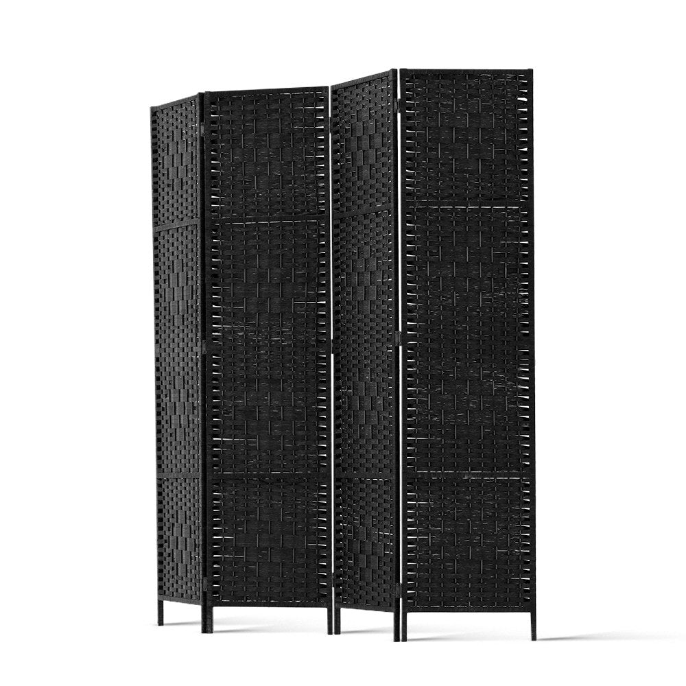 4 Panel Room Divider Screen Privacy Timber Foldable Dividers Stand Black-3