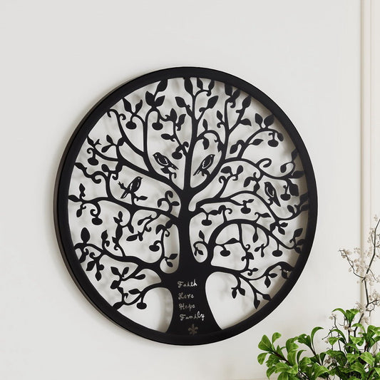 Hanging Tree Of Life Metal Wall Art Black-0