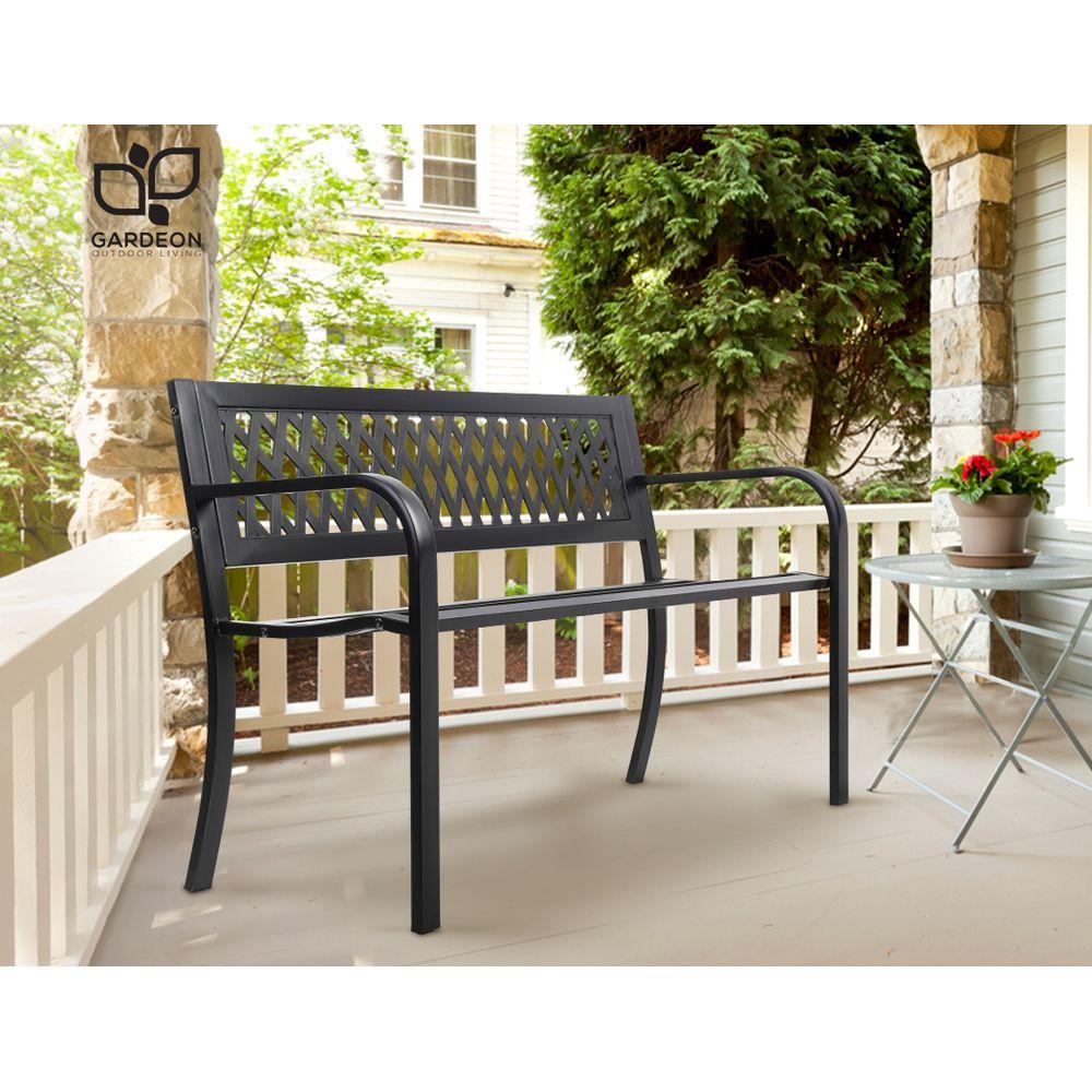 Cast Iron Modern Garden Bench - Black-9