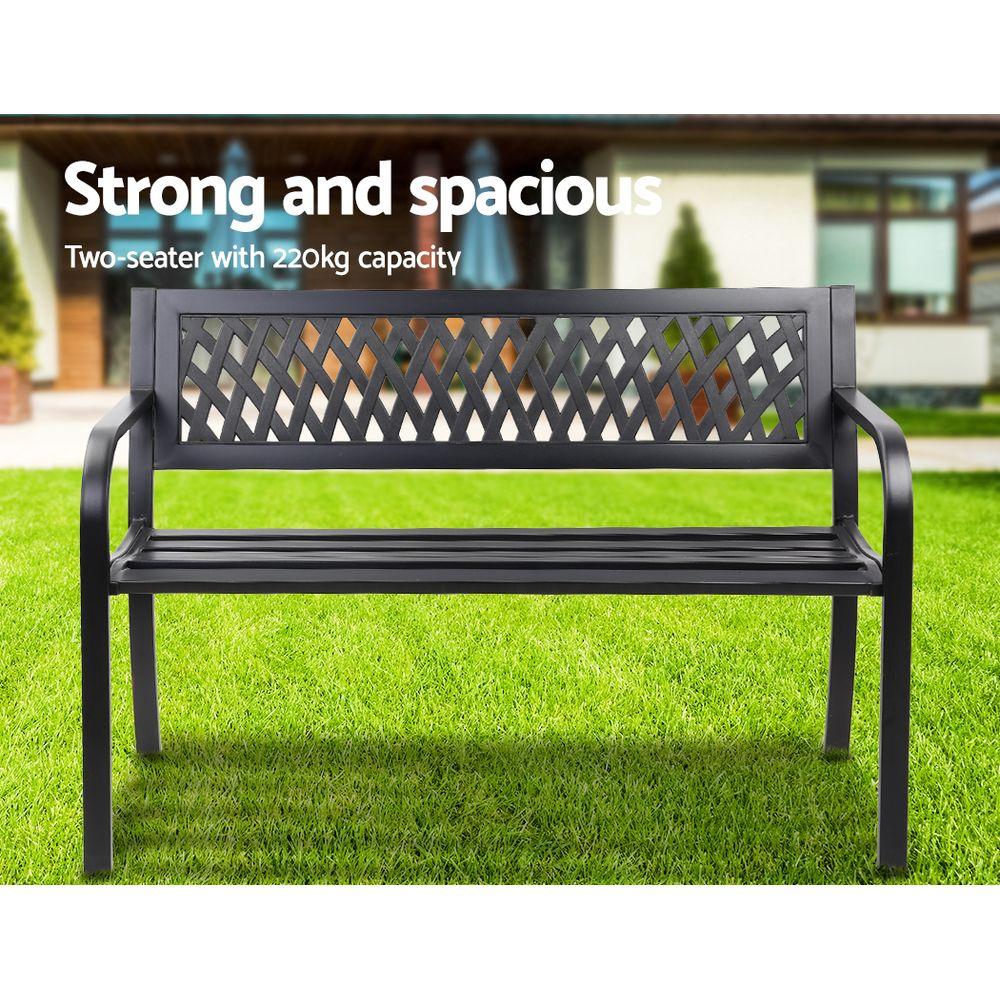 Cast Iron Modern Garden Bench - Black-7