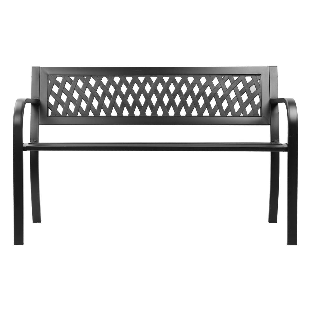 Cast Iron Modern Garden Bench - Black-3