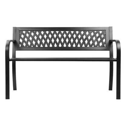 Cast Iron Modern Garden Bench - Black-3