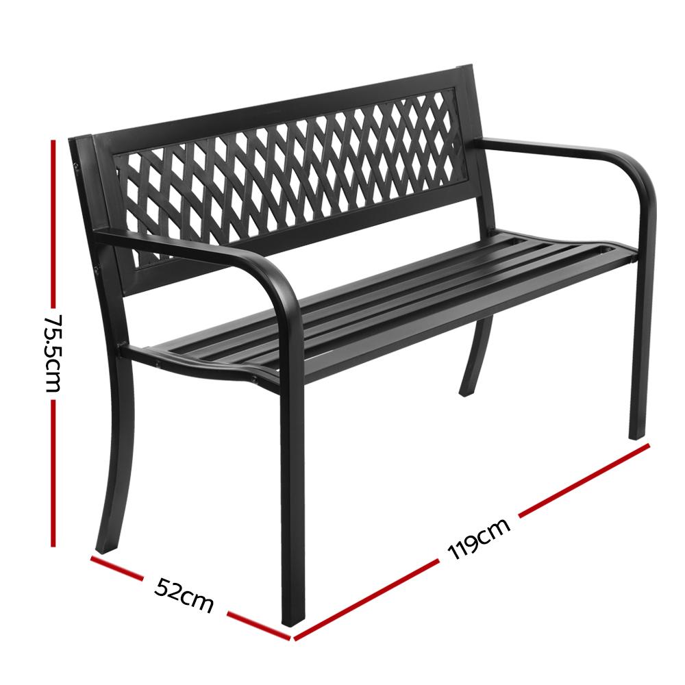 Cast Iron Modern Garden Bench - Black-2