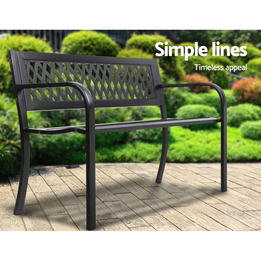 Cast Iron Modern Garden Bench - Black-6