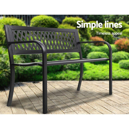 Cast Iron Modern Garden Bench - Black-6