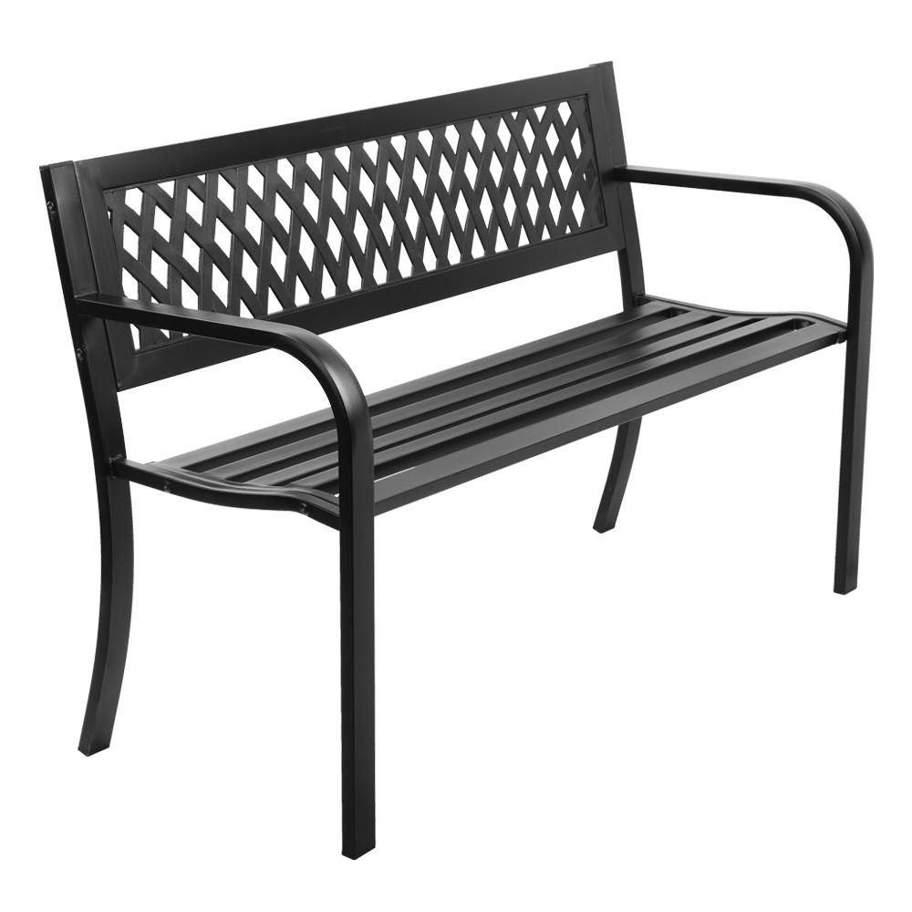 Cast Iron Modern Garden Bench - Black-1