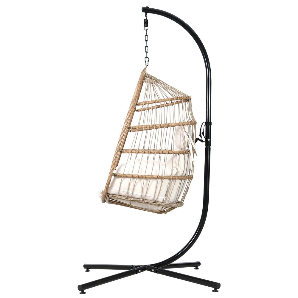 Egg Swing Chair Hammock With Stand Outdoor Furniture Hanging Wicker Seat-3