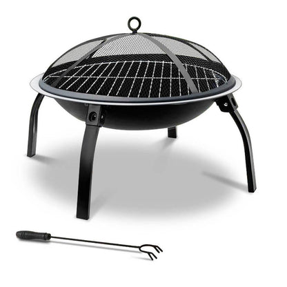 Fire Pit BBQ Charcoal Smoker Portable Outdoor Camping Pits Patio Fireplace 22"-1