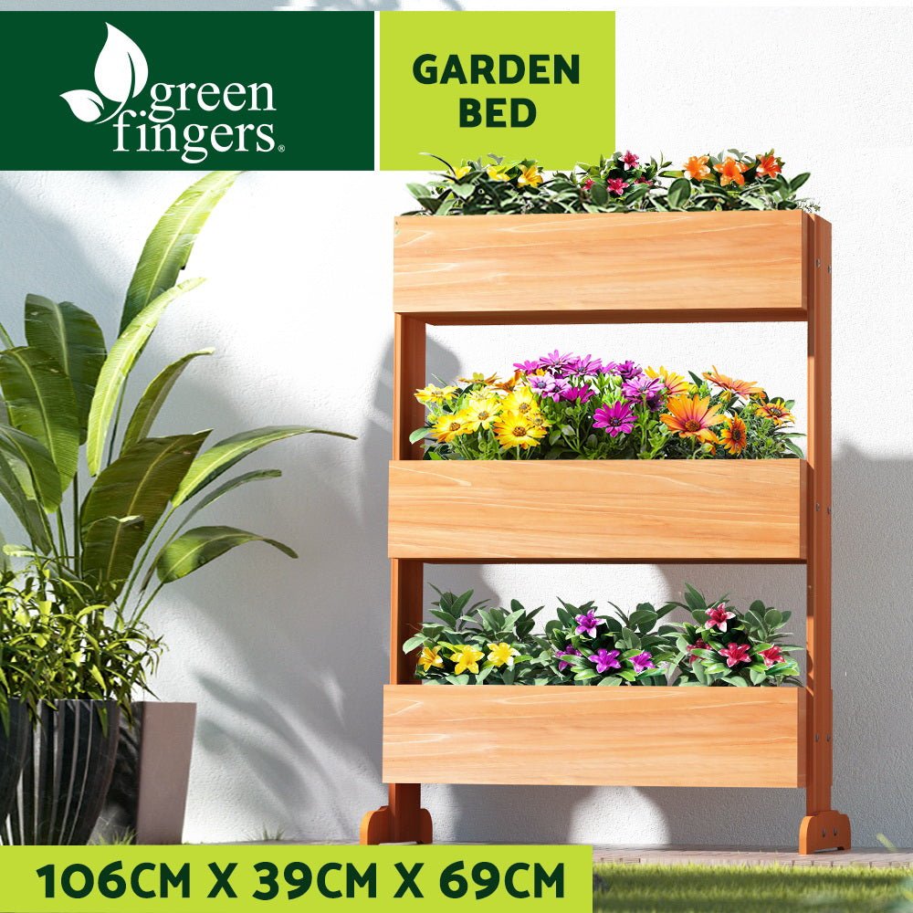 Garden Bed Raised Wooden Planter Box Vegetables 69x39x106cm-3