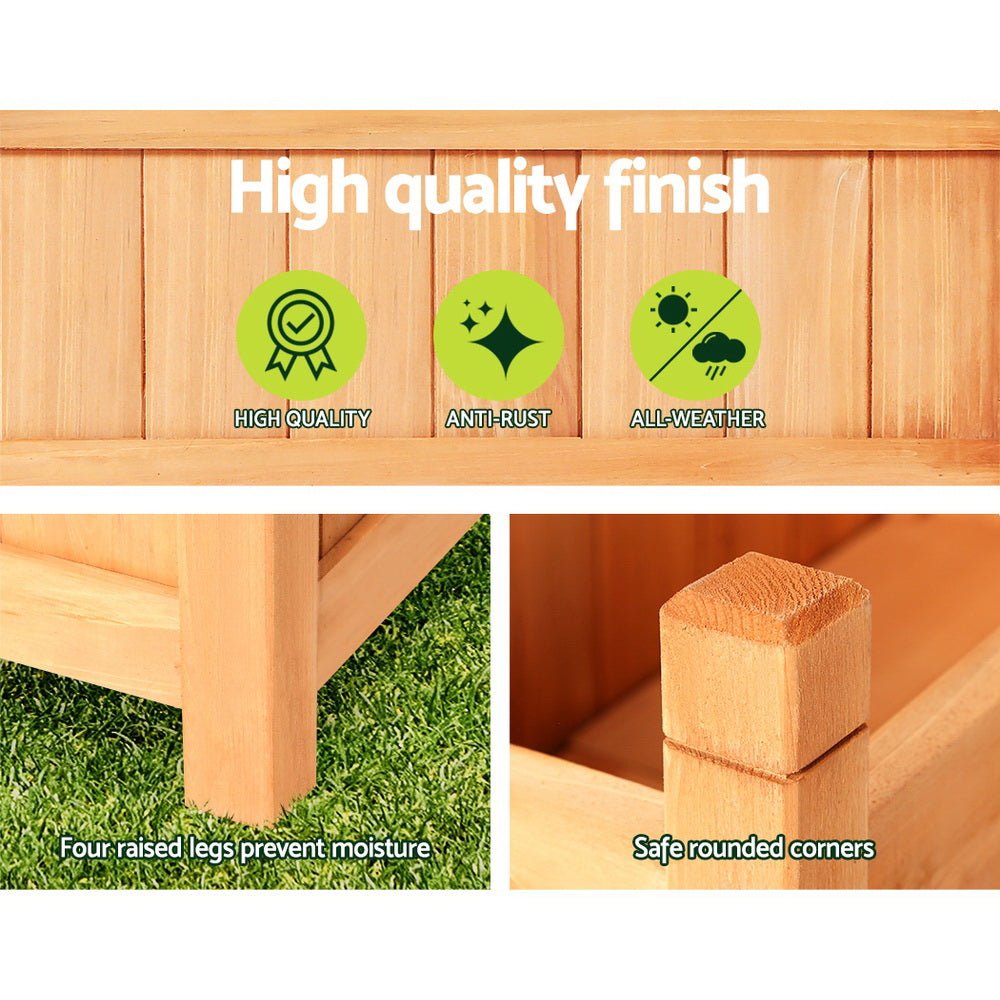 Garden Bed Raised Wooden Planter Outdoor Box Vegetables 90x30x33cm-5