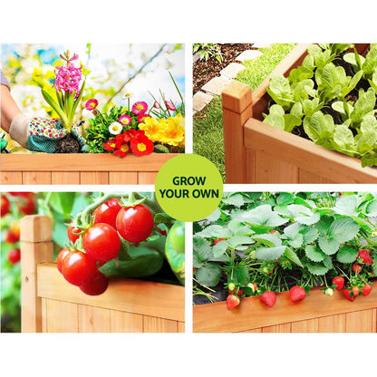 Garden Bed Raised Wooden Planter Outdoor Box Vegetables 90x30x33cm-4