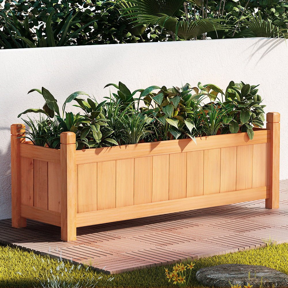 Garden Bed Raised Wooden Planter Outdoor Box Vegetables 90x30x33cm-7