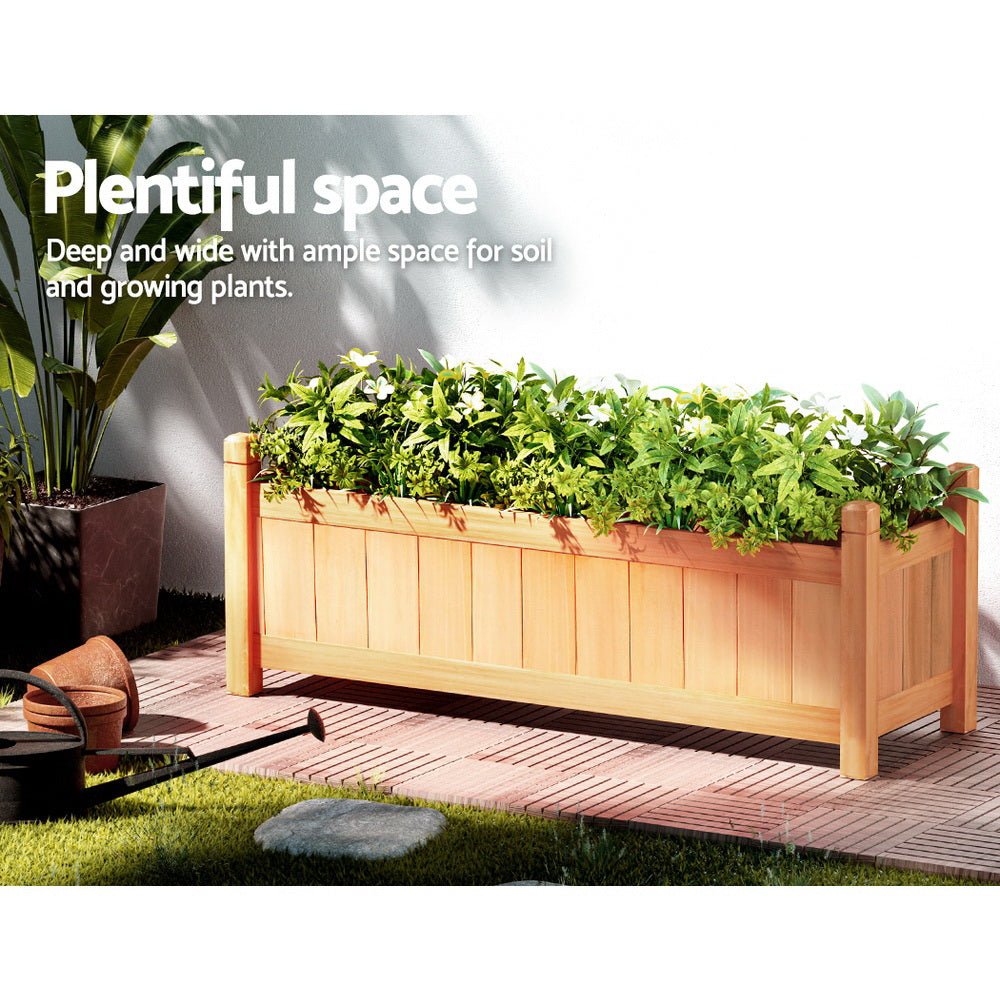 Garden Bed Raised Wooden Planter Outdoor Box Vegetables 90x30x33cm-6