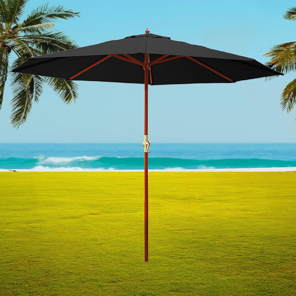 Outdoor Umbrella 3M Pole Cantilever Stand Garden Umbrellas Patio Black-6