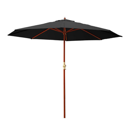 Outdoor Umbrella 3M Pole Cantilever Stand Garden Umbrellas Patio Black-0