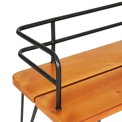 Outdoor Patio Garden Bench Black & Teak-3