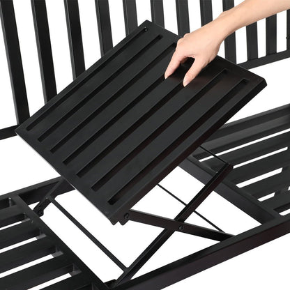 Outdoor Garden Bench with Foldable Table Black-4