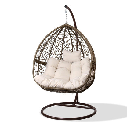 Outdoor Hanging Wicker Egg Chair - Brown-1