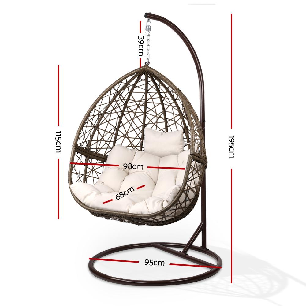 Outdoor Hanging Wicker Egg Chair - Brown-2