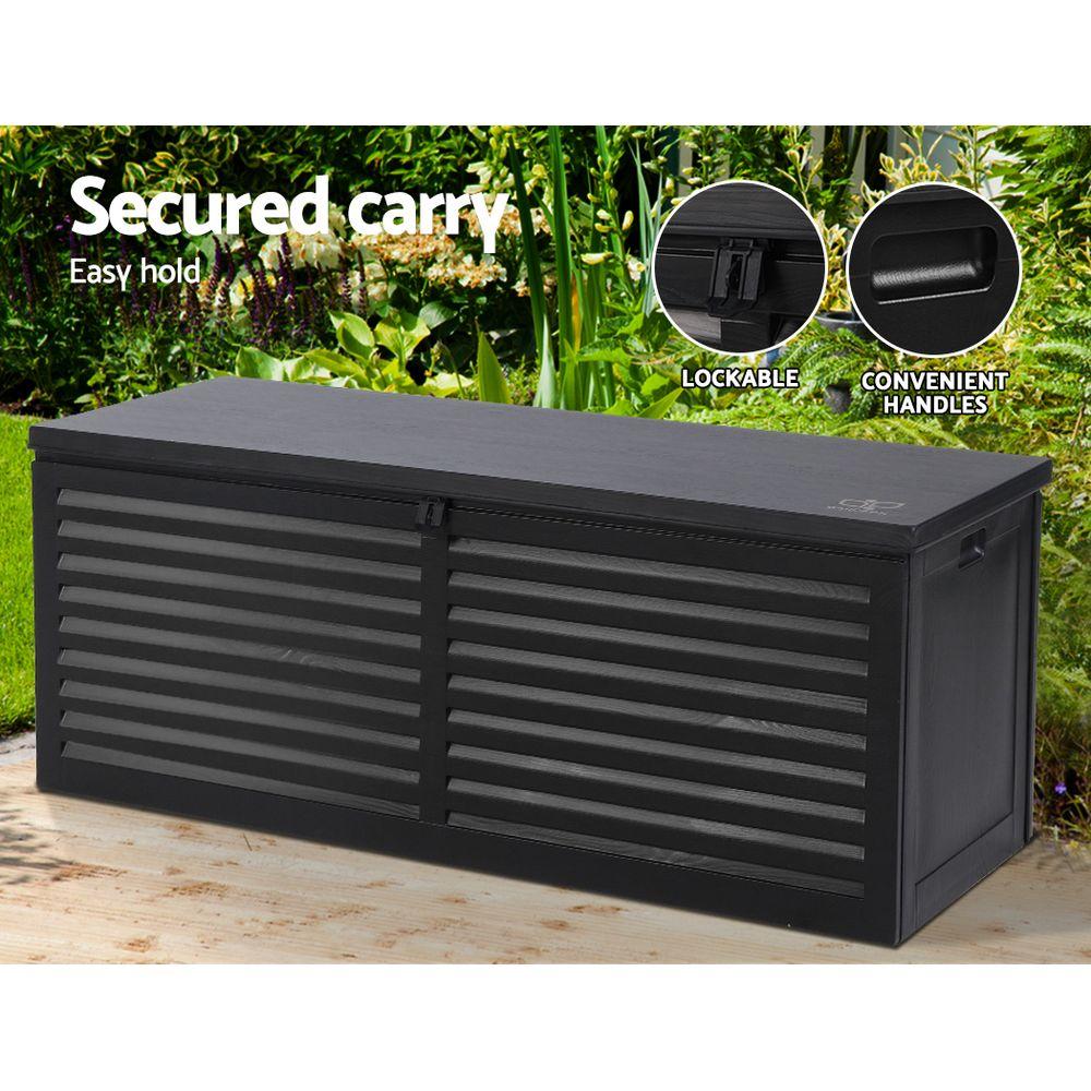 Outdoor Storage Box 390L Container Lockable Toy Tools Shed Deck Garden-5