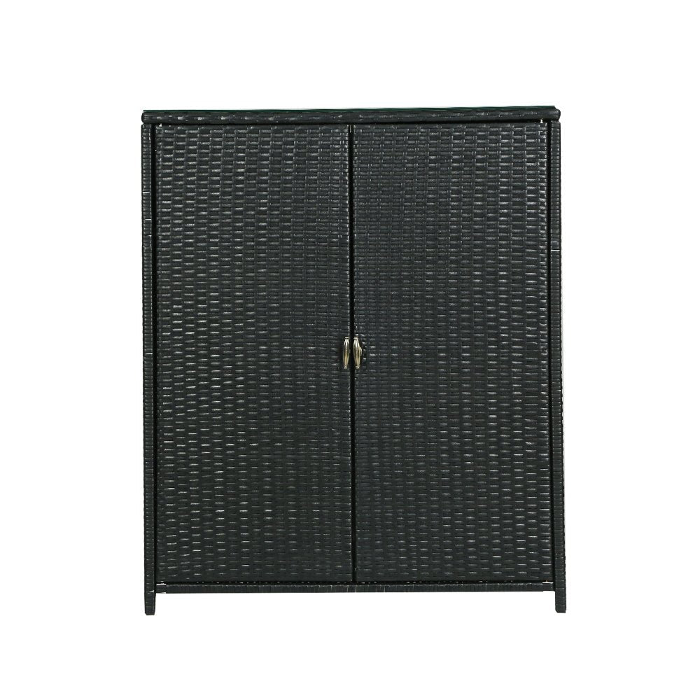 Outdoor Wicker Storage Cabinet Black-3